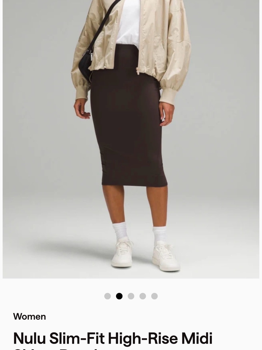 Nulu Slim-Fit High-Rise Midi Skirt Espresso Sz 4